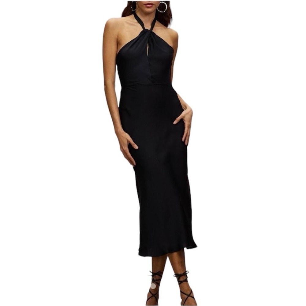 Never Fully Dressed Elegant Black Halter Maxi Dress